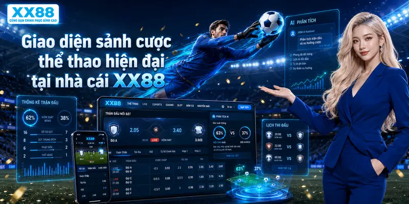 Giao diện sảnh cược thể thao hiện đại tại nhà cái XX88 