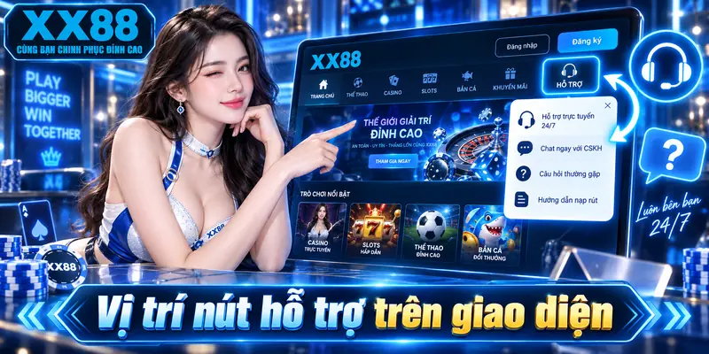 Vị trí nút hỗ trợ trên giao diện